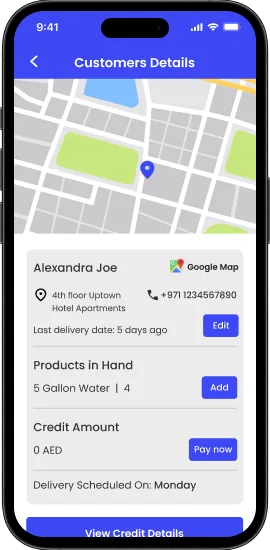 Van sales customer details screen